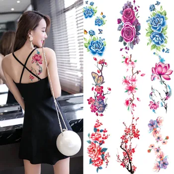 

1 Sheet Sexy Women Temporary Tattoo Plum Blossom Rose Waterproof Tattoo Stickers Body Art Flower Tattoo Sticker