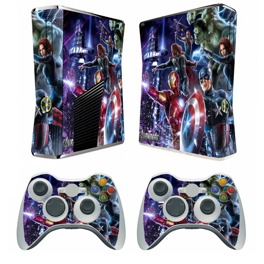 

260 Vinyl Skin Sticker Protector for Microsoft Xbox 360 Slim and 2 controller skins Stickers for XBOX360 SLIM