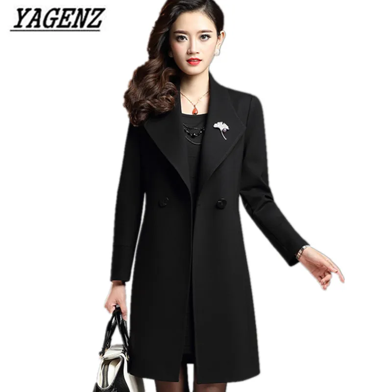 

Autumn Winter Middle-aged Women Windbreaker Coat Slim Elegant Medium long Overcoat Coat Large size 4XL Mother Lady Trench Coat