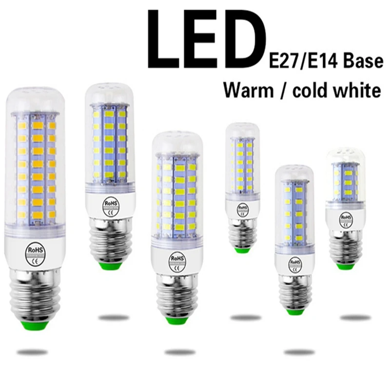 QuatityLED лампа AC 220 В E27 E14 Светодиодная SMD5730 кукурузная 24 36 48 56 69 72 светодиоды люстра