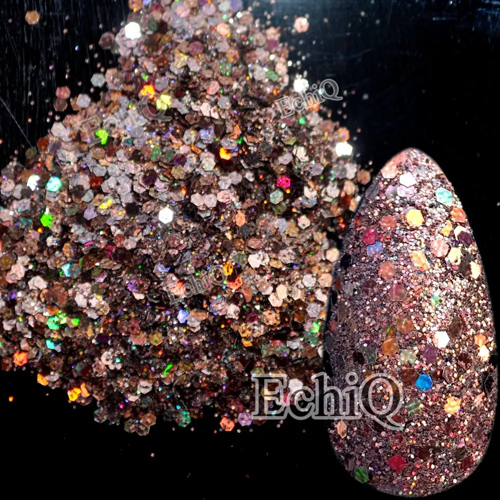 

5g Mix Holographic Nail Glitter Powder Chocolate Dark Brown Coffee AB Nail Art DIY UV Shiny Glitter Sequins 291