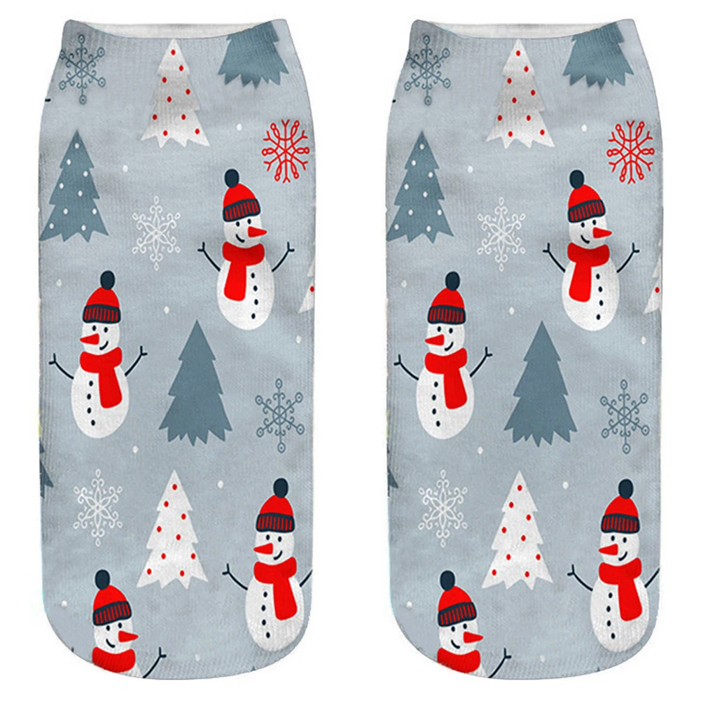 Забавные носки на год с изображением оленя Санта Клауса; подарок; милый Рождественский снеговик с 3D-принтом