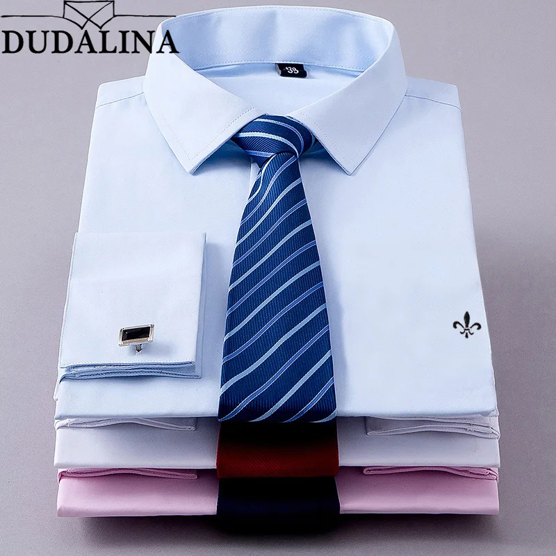 Dudalina Recom мужские качественные французская запонка мужские рубашки с отложным воротником дышащие облегающие вечерние мужские рубашки под смокинг