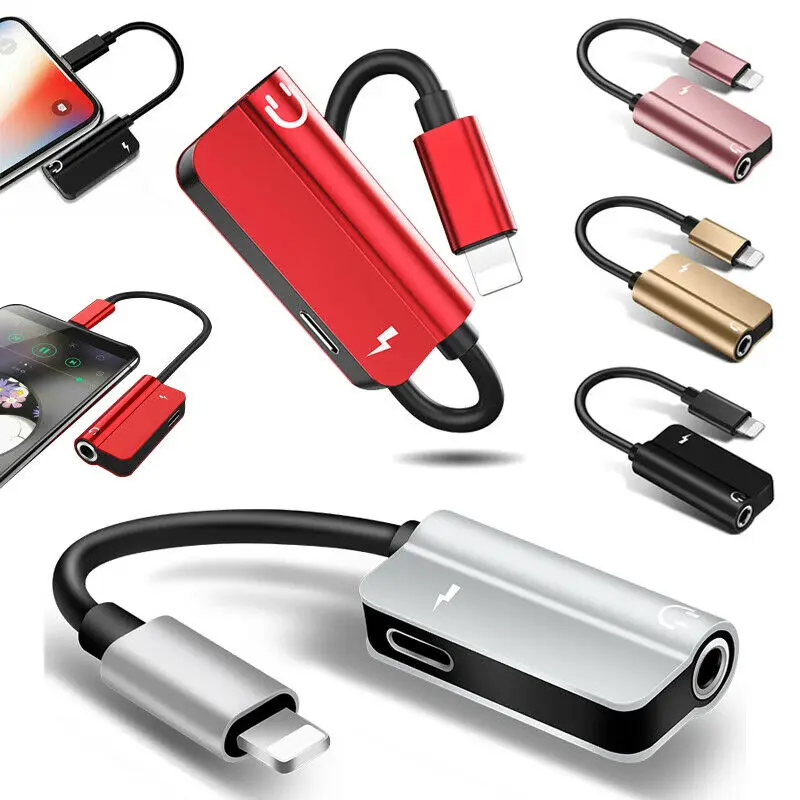 

2 in 1 USB Cable Aux Audio Headphone Converter 3.5mm Cable Adapter Headphone Jack Splitter + Charging Conver for iPhone 8 Plus X
