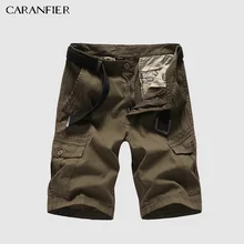 CARANFIER Новые Летние Повседневные Шорты однотонные мужские свободные оснастки Шорты Хлопок Карманы цвета хаки высокого качества Прямые