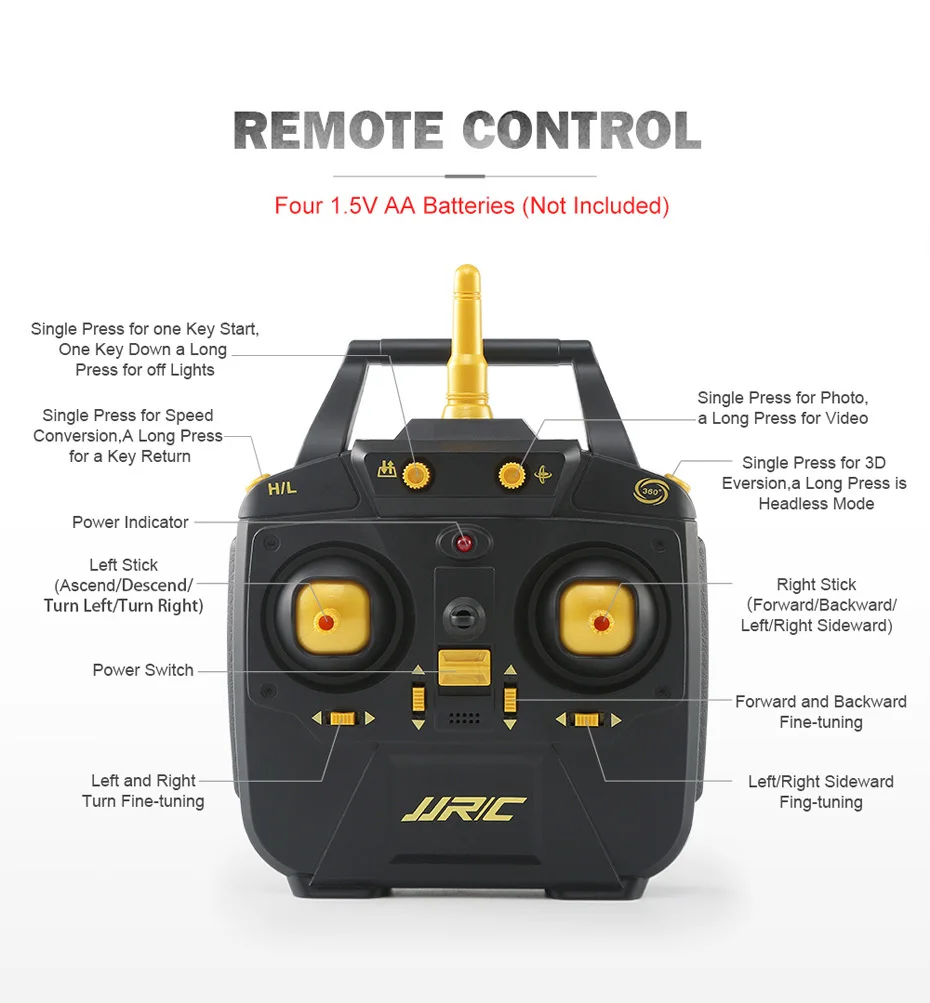 Original JJR C JJRC H68 Drone with Camera Altitude Hold Headless Mode RC Helicopter Outdoor Quadcopter 20 Mins Long Fly Time
