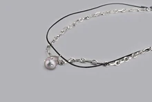 Natural fresh Water White Pearl ,Champagne Purple Pearl Pendant clavicle chain Layered Necklace choker Jewelry Korea Necklace Natural fresh Water White Pearl ,Champagne Purple Pearl Pendant clavicle chain Layered Necklace choker Jewelry Korea Necklace