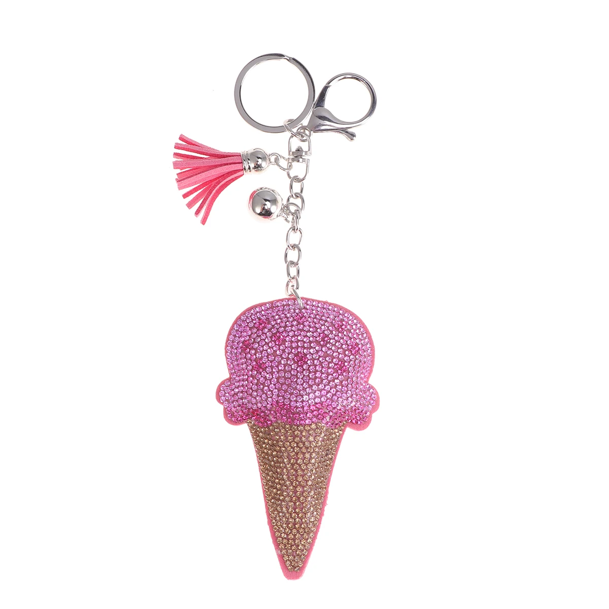 

Creative Keychain Summer Ice Cream Patterned Keyring Fashion Hanging Pendant Personality Key Holder (Pink)