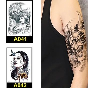 

Waterproof Temporary Tattoo Sticker Full Arm Large Skull Old School Tatoo Stickers Flash Fake Tattoos for Men Women
