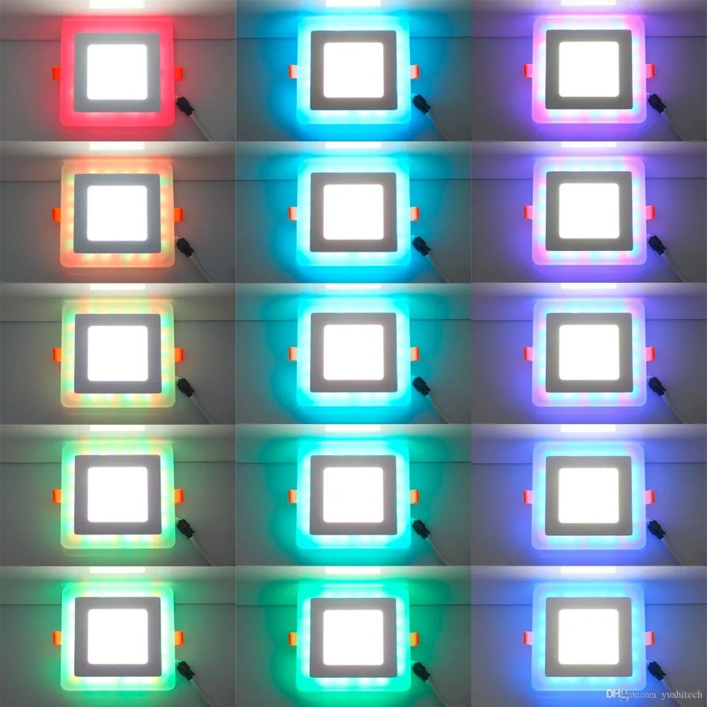 6W 9W 18W  RGBW Dual Color LED Ceiling Recessed Square Panel Downlight Spot Light Lamp For Home Office Club 100lumen/w 2x2 led drop ceiling lights