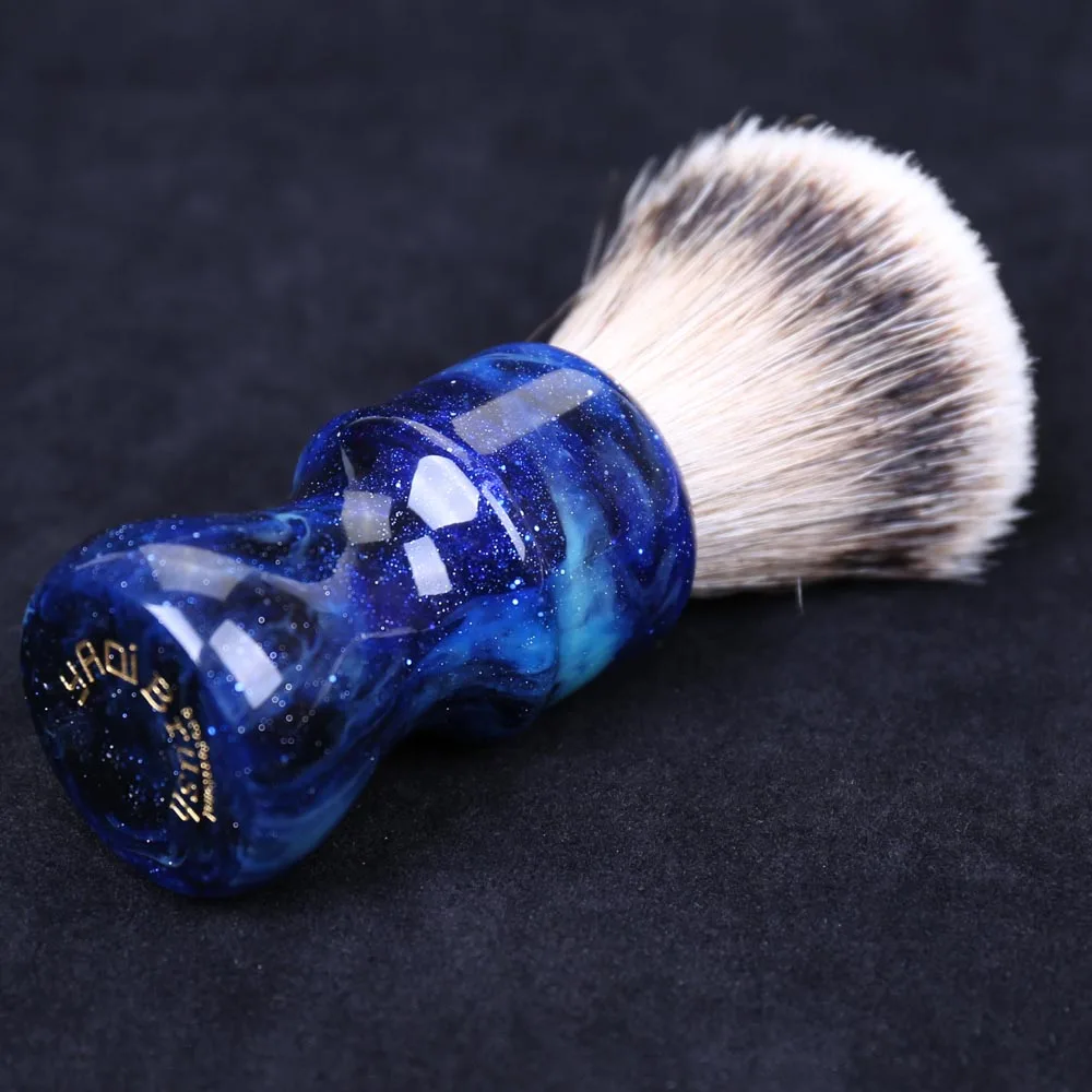 24 مللي متر Yaqi غامضة الفضاء اللون مقبض Silvertip الغرير الشعر مروحة شكل عقدة الرجال فرشات الحلاقة