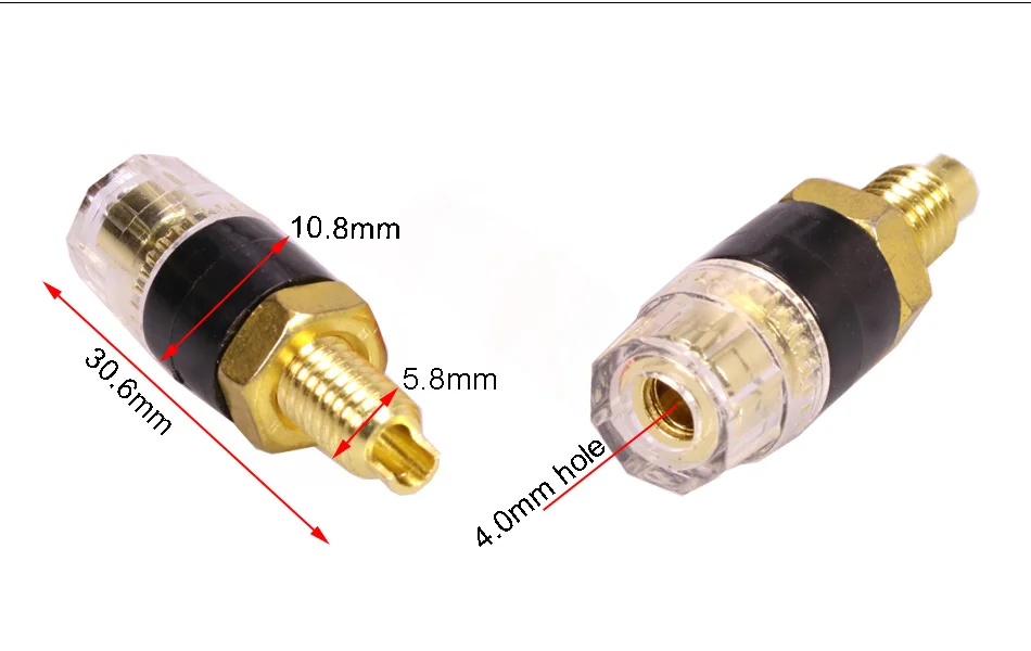 1 пара соединителей для связывания 4 мм разъем типа "банан" аудио усилитель прозрачный рукав терминалы Позолоченные Черный Красный