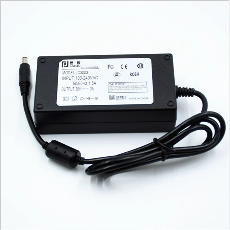 

30VDC strip driver ,100-240Vac input Lighting transformer,90W 30V3A led power supply ,CE FCC Listed with 5.5*2.1 ,5*5*2.5 port