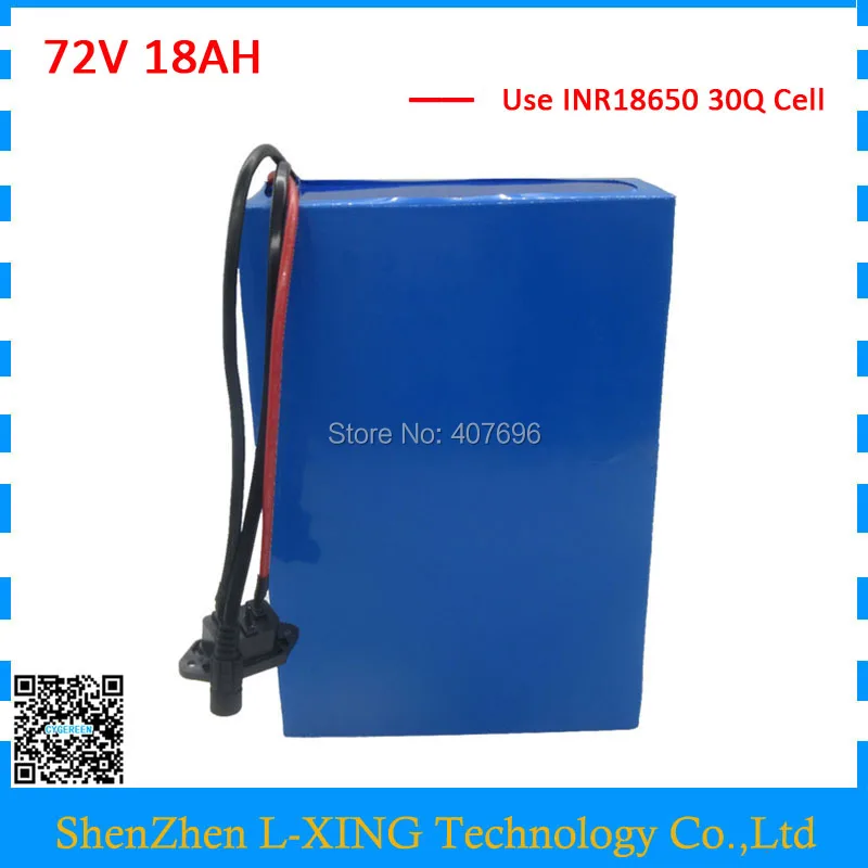 

No customs fee Battery 72V 18AH 72V Lithium battery pack use samsung 30Q Cell 50A BMS with 2A Charger