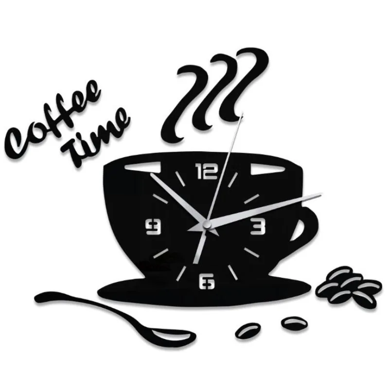 

new wall clock self adhesive 3d wall clock kitchen modern design mirror silent quartz watch sticker watches home decor klok