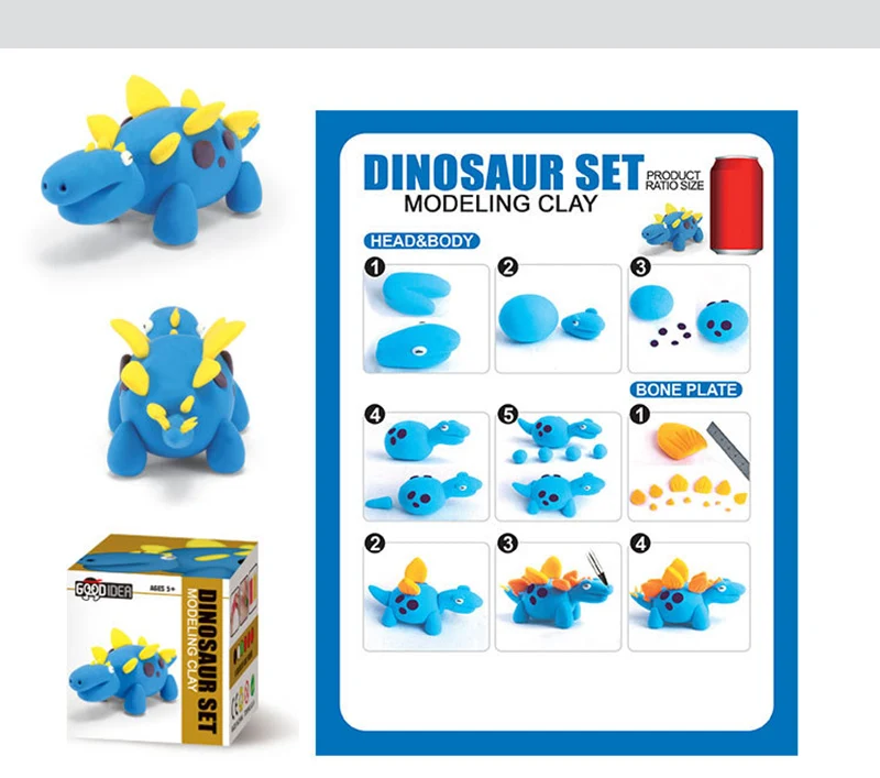 Форма динозавра, воздушный пластилин, набор, умная глина для моделирования, мягкая глина для детей, супер светильник, пластилин, антистрессовые игрушки