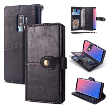 

Luxury Vintage Leather Case For Samsung S9 S8 Plus S7 Edge Note 8 Card Wallet Cover Stand Flip Phone Case For Samsung A5 2017