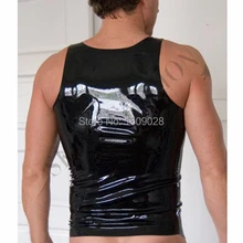 Черные мужские Латекс жилет резиновая Майка без трусы