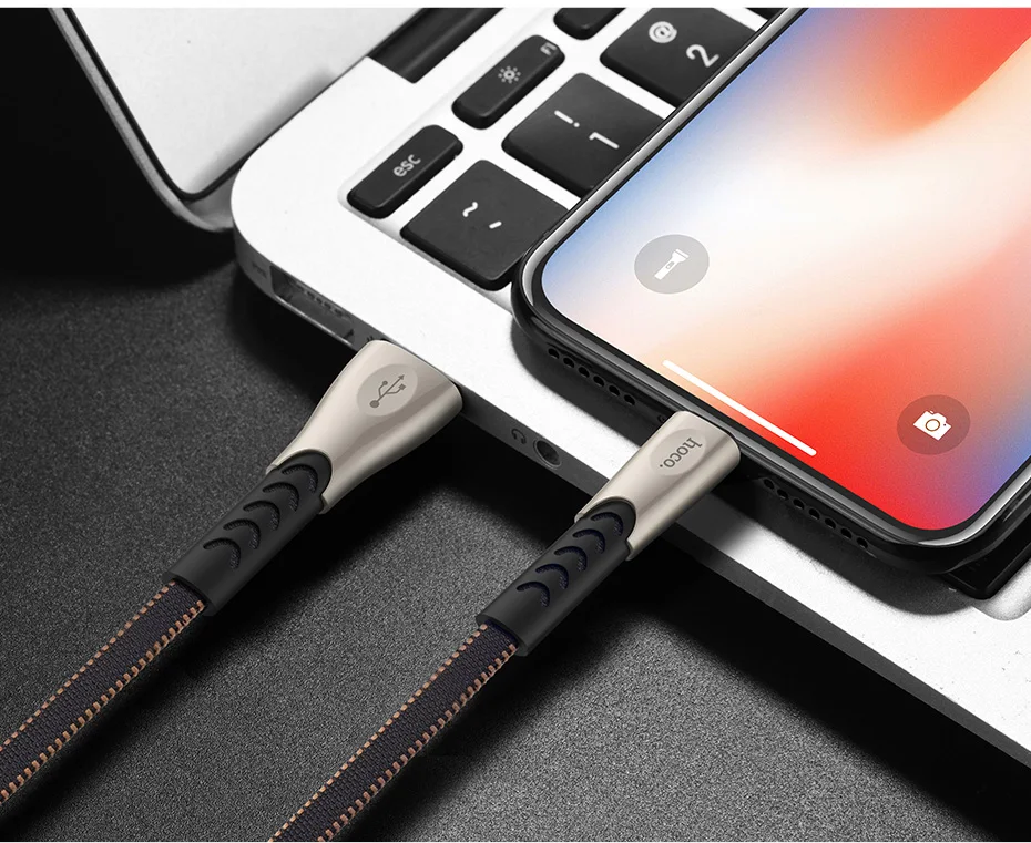 HOCO брендовый прочный нейлоновый usb-кабель для iPhone Xs Max Xr X 8 7 6 6 S, кабель для быстрой зарядки и синхронизации данных из сплава для iPhone