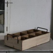 Ручной работы 8 равное пространство старинные деревянные ящики для хранения с боковыми металлическими ручками