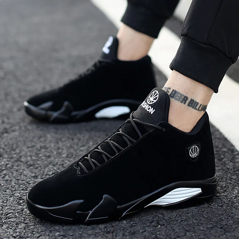 ZHJLUT más los hombres de Baloncesto zapatos suela de aire al aire libre Zapatillas de deporte de alta superior deporte deportivo caliente negro gris hombres Zapatillas de Baloncesto