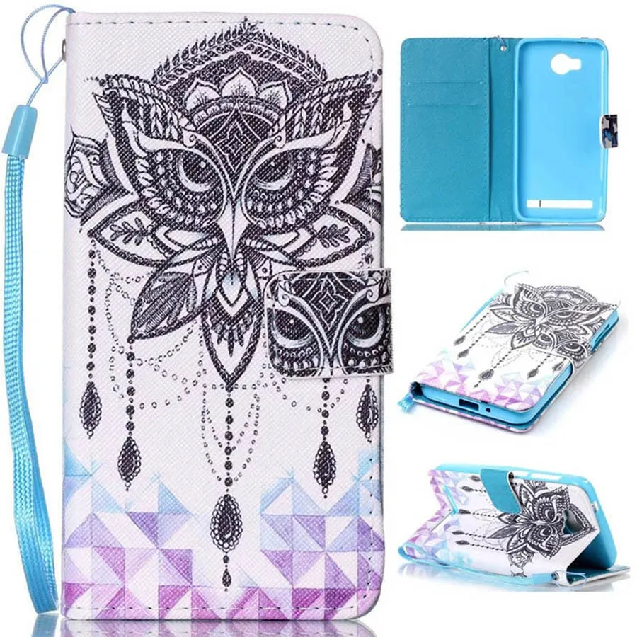 Wallet Case Pouch Pu Leather Cover Phone Cases Cartoon Pattern Flip Protective Covers For Huawei Y3 II With Stand Card Holder -8