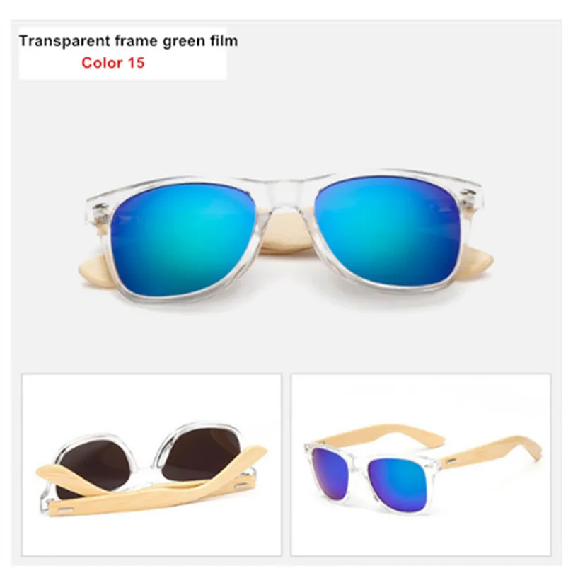New Classic Bamboo Sunglasses Men and Women Travel Goggles Retro Wooden Legs Glasses Fashion Brand Design Sunglasses man - Цвет линз: Color 15