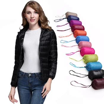

Winter Down Jacket Parka Women Down Coats Hooded Ultra Light 90% White Duck Down Jacket Thin Slim Warm Female Eiderdown Outwear