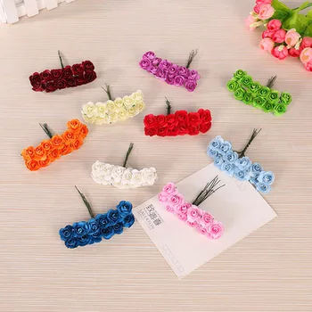 

144 pcs/lot Handmade Varicolored mini paper flower rose Mulberry flower for DIY Scrapbooking& make you card decoration flower