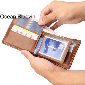 

OCEAN BLUEVIN Wallet Men's Leather Business Short Paragraph First Layer Cowhide Cross Section Driving License Wallet