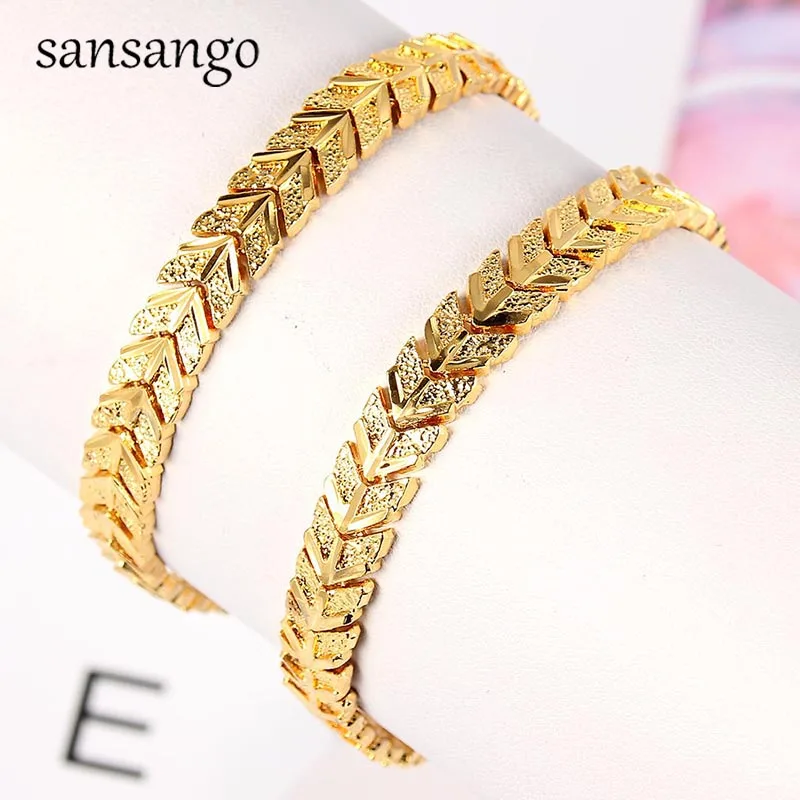 New Arrival Hip Hop 24K Golden Curb Link Chain Bracelet Male Jewelry For Men Women Luxury Bangle Party Gift Wholesale 18cm