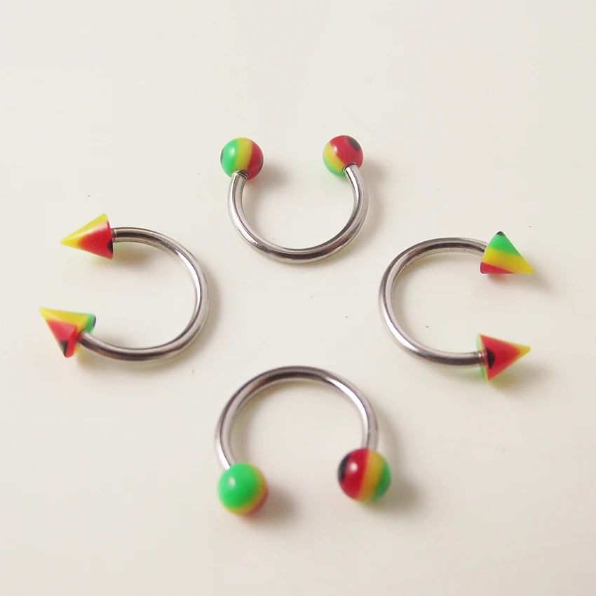 SaYao 4Piece Stainless Steel Circular Barbells Horseshoe Rainbow Ball