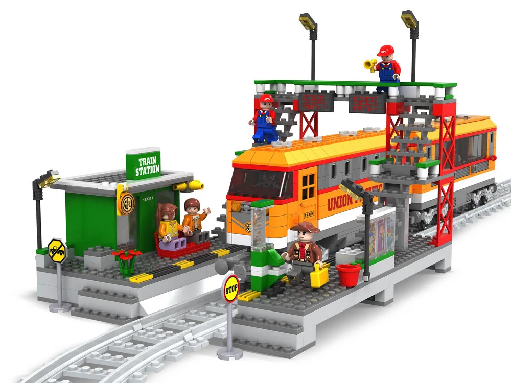 25110 928pcs Train Railway station Constructor Model Kit Blocks Compatible LEGO Bricks Toys for Boys Girls Children Modeling 25110 928pcs Train Railway station Constructor Model Kit Blocks Compatible LEGO Bricks Toys for Boys Girls Children Modeling