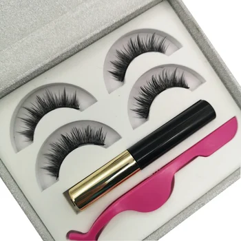 

Magnet Eyelash Magnetic Liquid Eyeliner& Magnetic False Eyelashes&Tweezer Set Waterproof Long Lasting Eyelash Extension