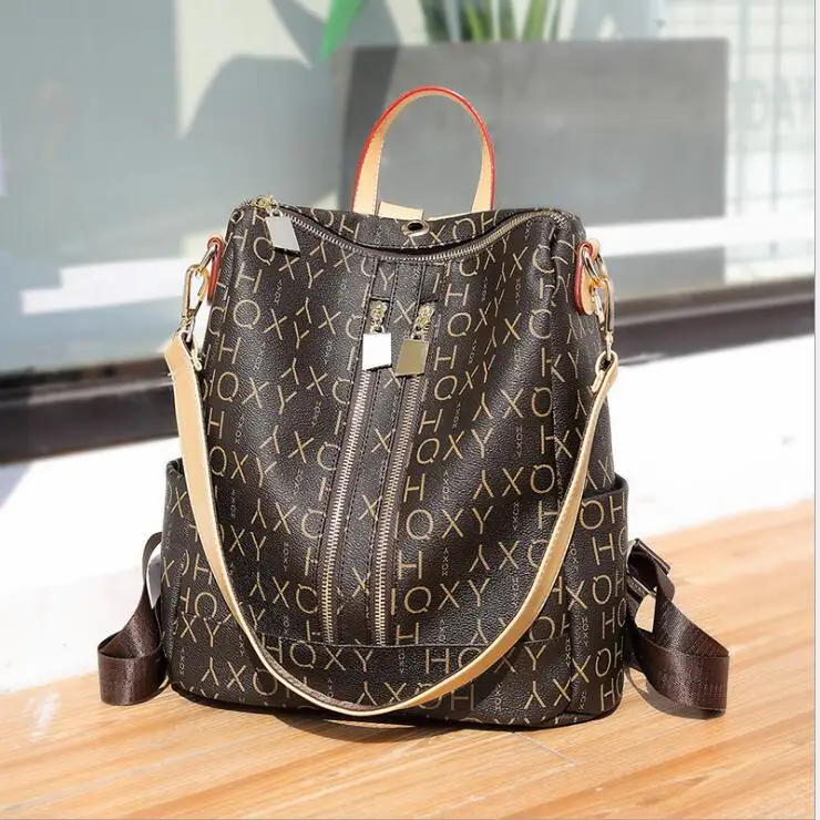 

female cow leather old flower shoulder bag ladies backpack women fashion travel backpacks large capacity package