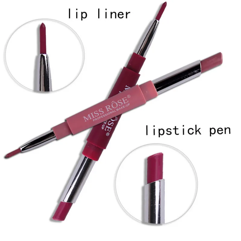 

1Pcs Sexy 20 Color Double-end Lip Makeup Lipstick Pencil Waterproof Long Lasting Tint Lip Stick Beauty Matte Liner Pen Lipstick