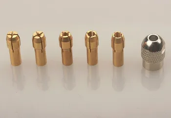 

5 Chucks + Screw Cap Nut Set 0.6-3.2mm Dremel Shaft Copper Chuck Universal Power Tools Drill Accessories Electric Grinding Chuck