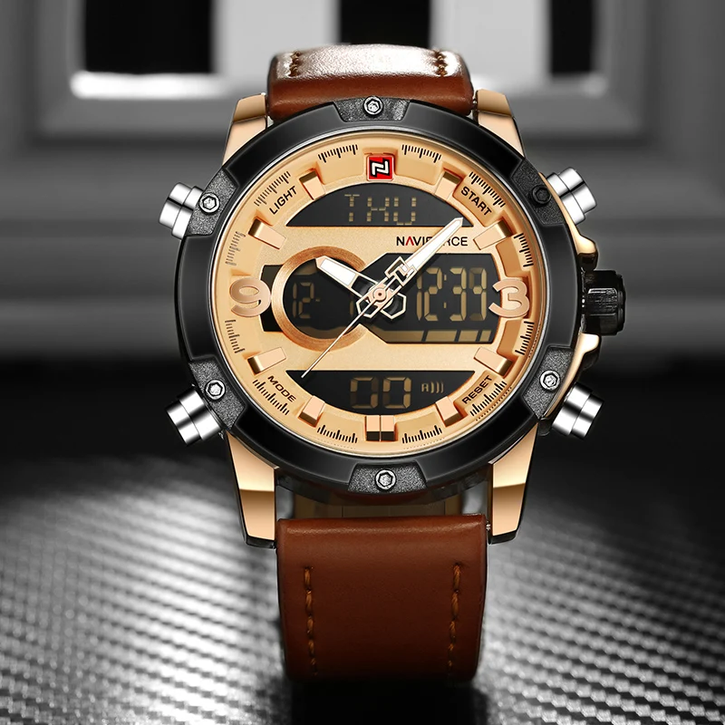  Top Luxury Brand NAVIFORCE Men's Quartz Waterproof Watches Men Fashion Sports Clock Man Leather Mil