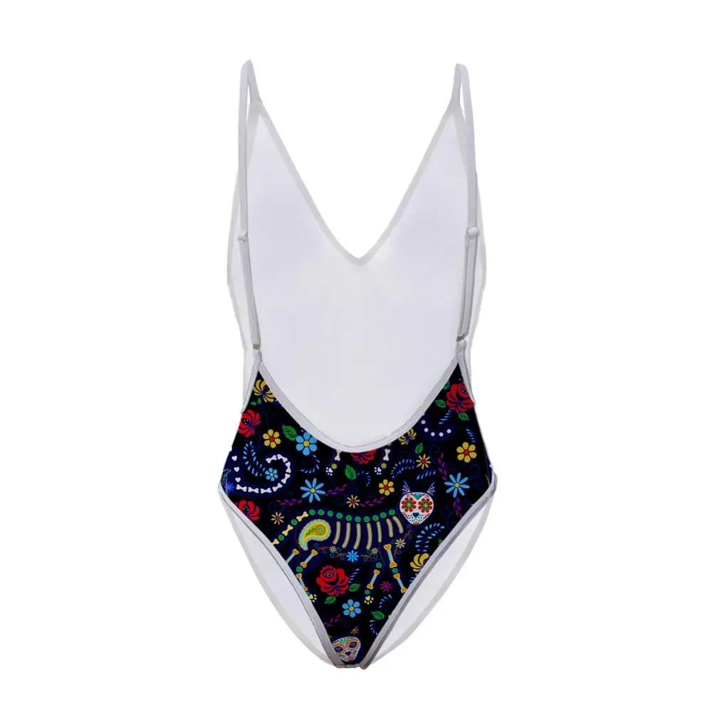 Женский слитный купальник INSTANTARTS Calavera летний монокини с рисунком кошек и
