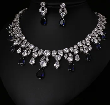 

White Free Shipping Fashion AAA Cubic Zircon Jewelry Sets ,Earrings /Necklace,Promotion,Nickel Free, Factory price