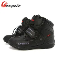  Motorcycle Boots Men Microfiber Leather Shoes Moto Bike SPEED Racing Boots Motorbike Motocross Street Shoes 