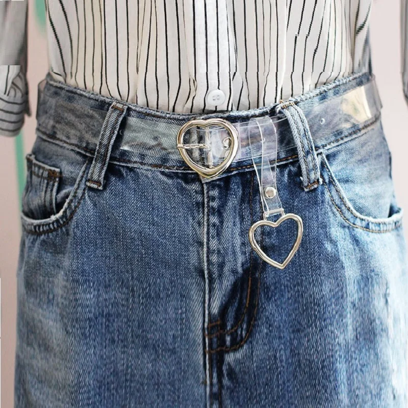 Novelty Clear Wasit Belt Summer 2018 Women'S Transparent Heart Belt