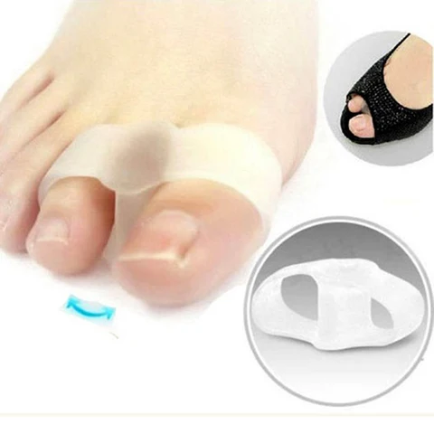 Separador do Dedo do pé Separadores do Dedo do pé Cuidados com os Pés Joanete Corrector Foot Pain Relief Silicone 2 Buracos Separateur Ortei Pedicure 50 Par Gel