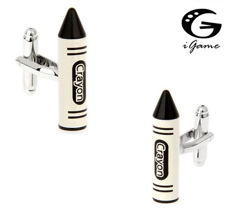 

iGame Crayon Cuff Links White Color Novelty Pencil Design Quality Brass Material Free Shipping