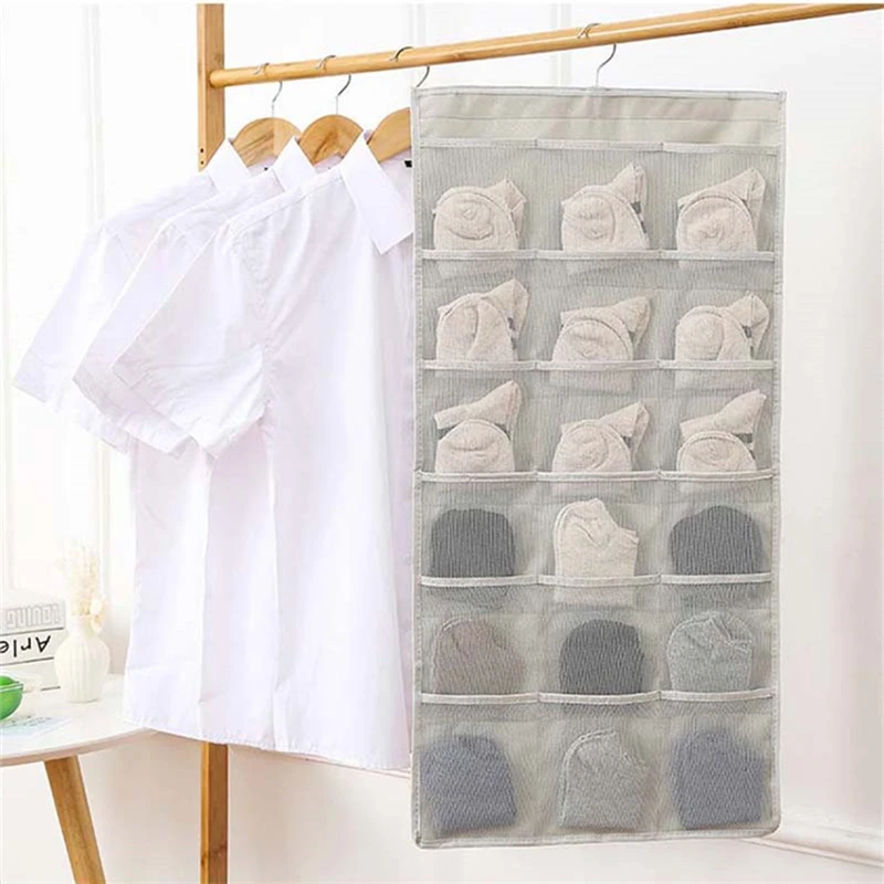 Closet Underwear Organizer Double-sided Wall Hanging Storage Bag Rangement  Sous Vetement 26 Pocket Bra Socks Ondergoed Organizer - AliExpress