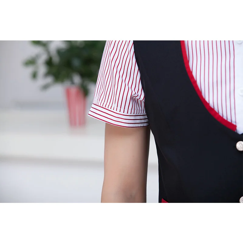 Waiter Work Uniform Supermarket KTV Vest Shirt Short Sleeve Hotel Waiter Work Uniform Slim Fit Fashion Hot Pot Restaurant Workwear