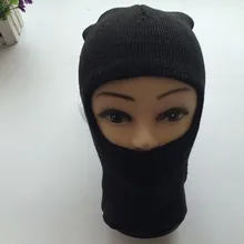 Маска с одним отверстием, Балаклава, черная вязаная шапка, маска для лица, шапка, теплая зимняя шапка
