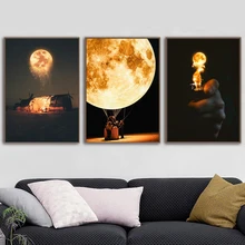Creativity Wall Art Canvas Painting Surrealism Moon Nordic Posters And Prints Wall Pictures For Living Room Bedroom Home Decor