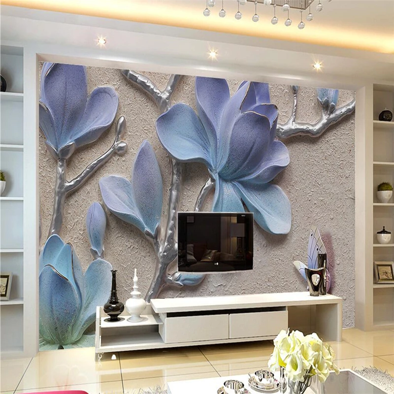 

beibehang 3D Orchid Relief Background Wall Orchid Embossed Mural Customized Large Mural Wallpaper papel de parede
