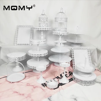 

16 Pcs Metal Iron Cupcake Display Rack Resuable With Crystal Dessert Wedding Birthday Party Decoration Birdcage Cake Stand